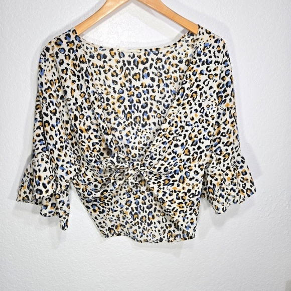 Newbury Kustom Medium Animal Print Gauzy Shawl Cardigan Top - Picture 1 of 6